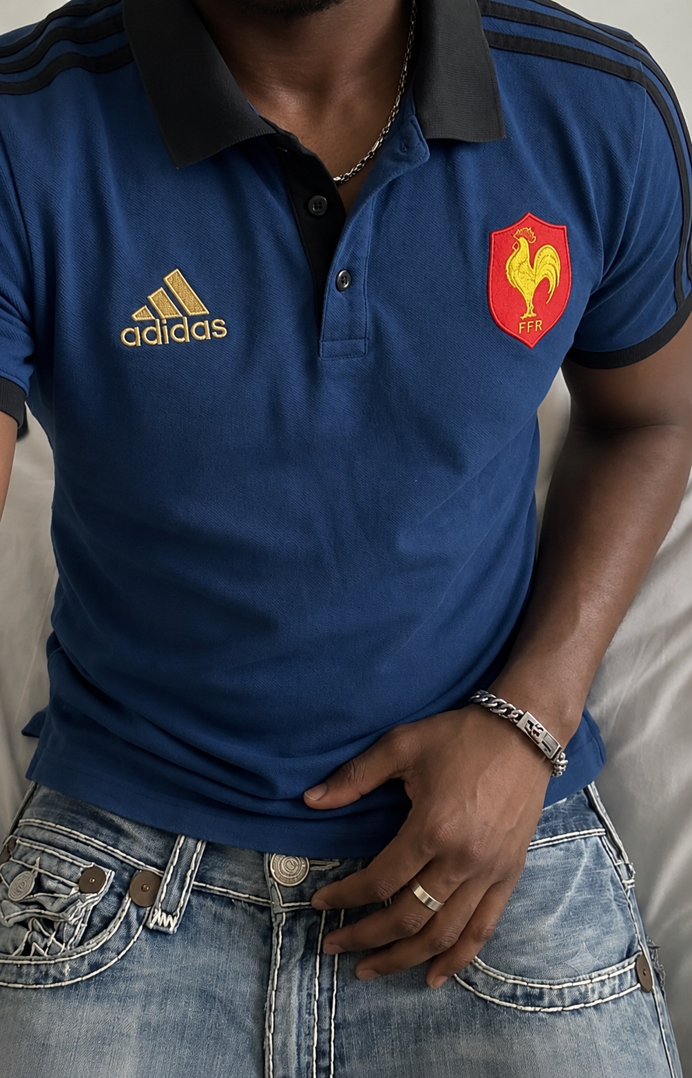 Adidas F.F.R. Rugby Polo Blau